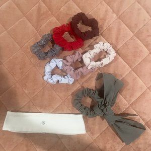 Lululemon NWOT Uplifting Scrunchies & On The Fly Headband Bundle